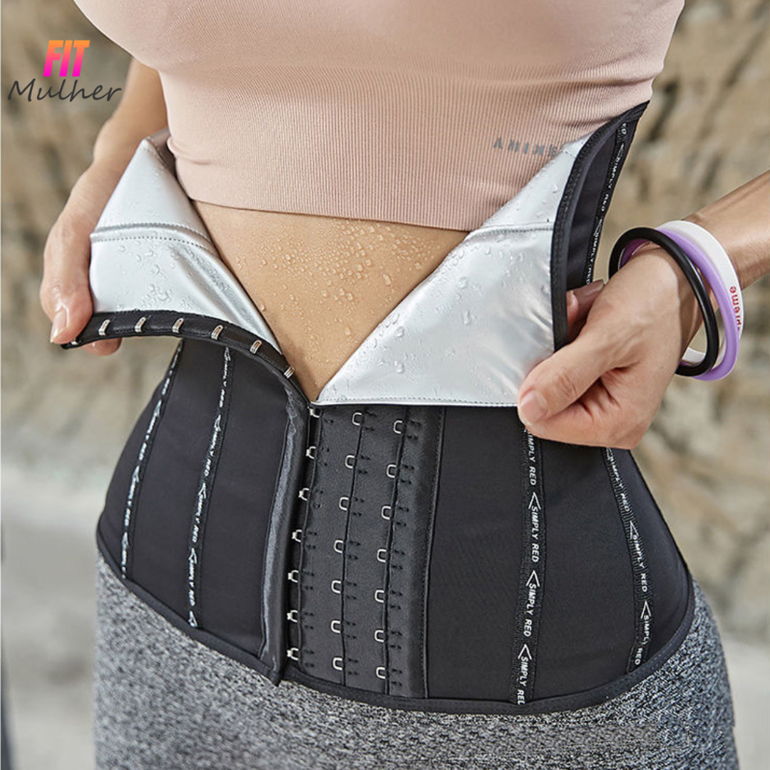 Cinta Modeladora Efeito Sauna - FIT MULHER Modela Cintura, Queima Calorias, Barbatanas de Aço