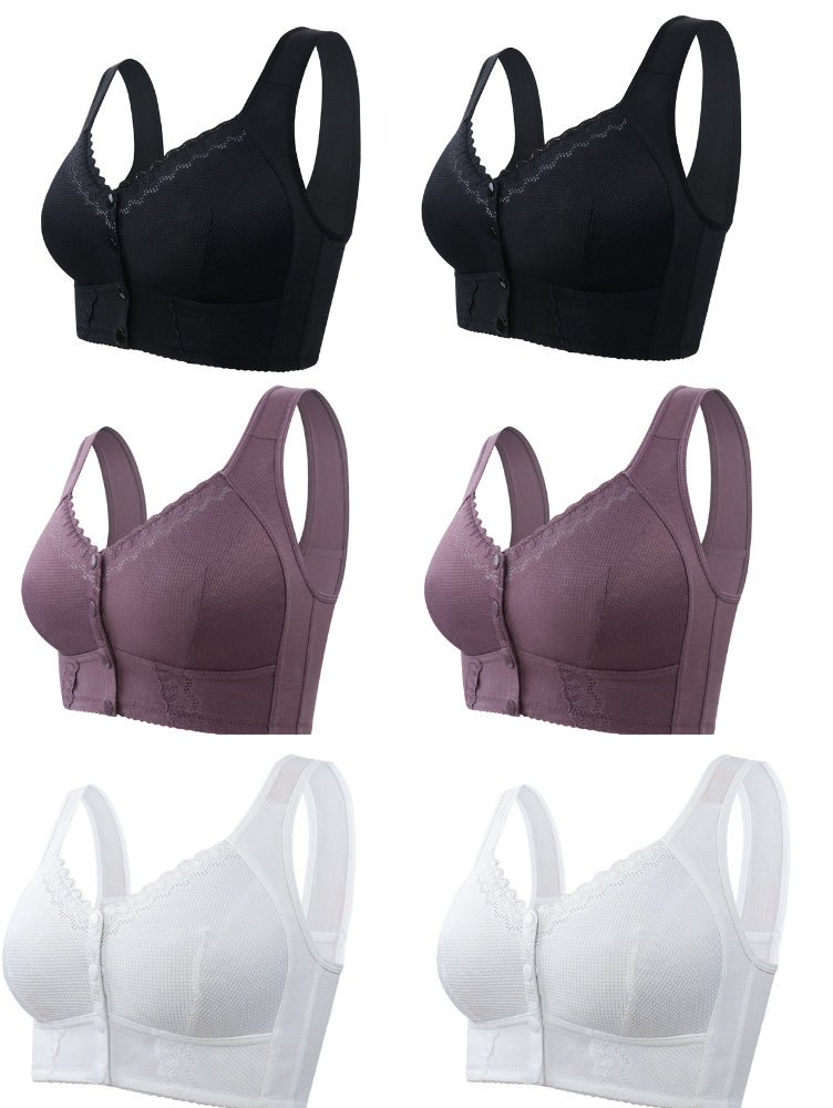 Kit com 6 unidades Sutiã Rendado Fechamento Frontal