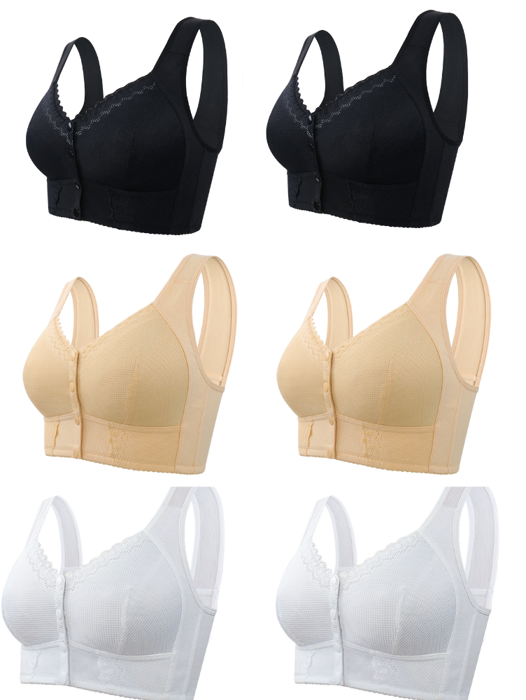 Kit com 6 unidades Sutiã Rendado Fechamento Frontal