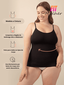 Liquidação - Regata Modeladora Modela E Define Comprime Realça O Busto Só Hoje Preto / Xp P